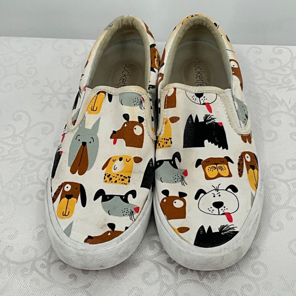 Bucketfeet Womens‎ Dog Print Slip-On Sneakers Size 7.5